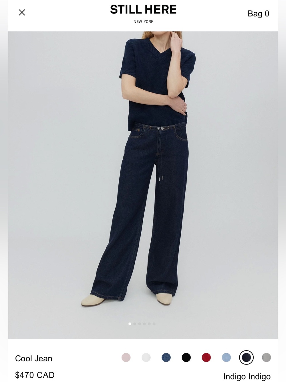 Still Here New York “COOL” wide leg jeans in Indigo, size 28